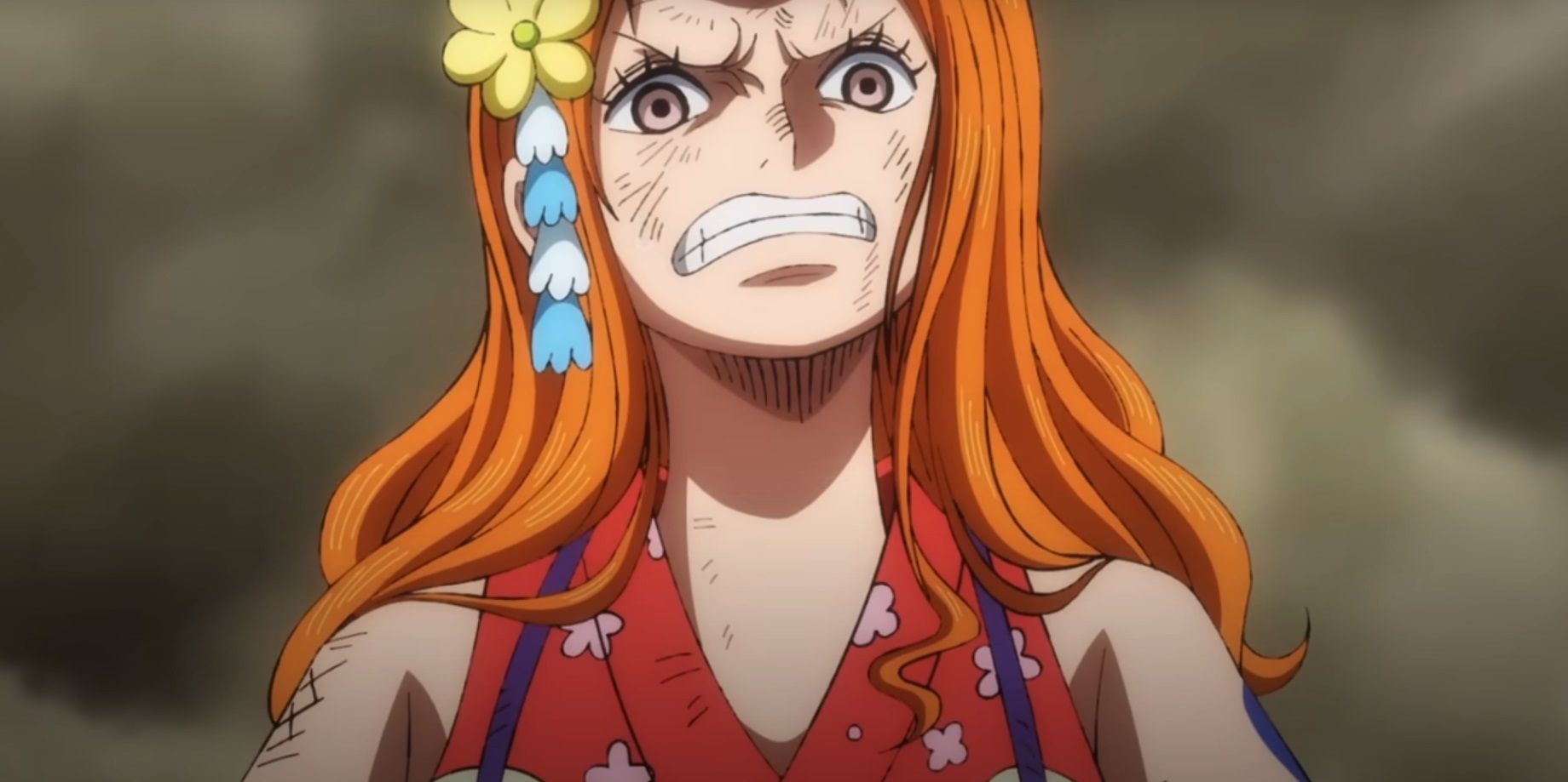nami looks angry in her red wano outfit
