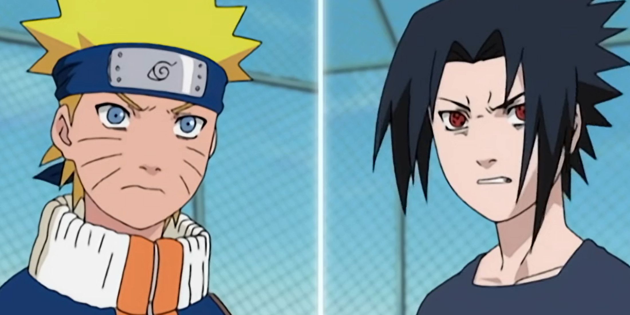 Naruto and Sasuke face off on the hospital roof in Naruto