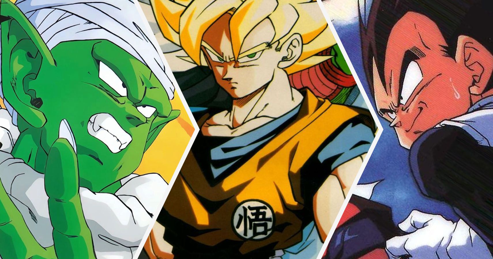 Piccolo, Super Saiyan Goku, and Vegeta from Dragon Ball Z promo art