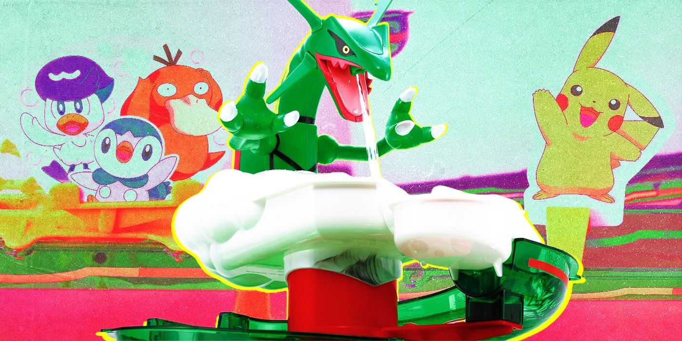 Pokemon's somen noodle slide featuring Rayquaza, Pikachu and others