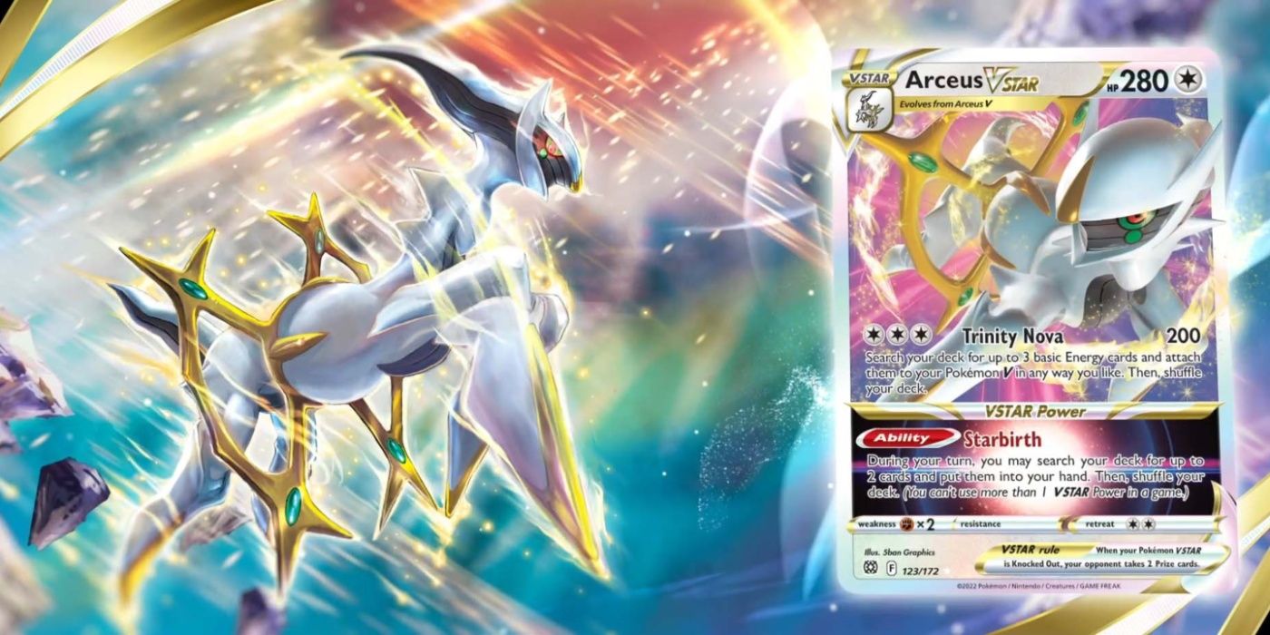 Arceus e sua placa VSTAR aparecem na arte principal da expansão Brilliant Stars.