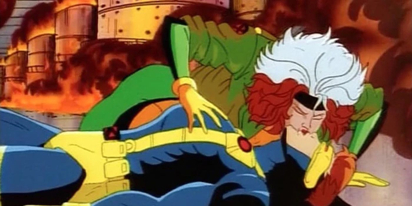 Rogue giving Cyclops CPR in "Deadly Reunions" in X-Men The Animated Series