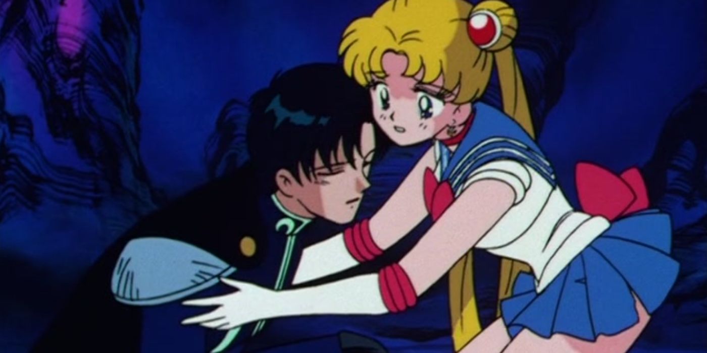 Sailor Moon holds a reawakened Prince Endymion in Sailor Moon