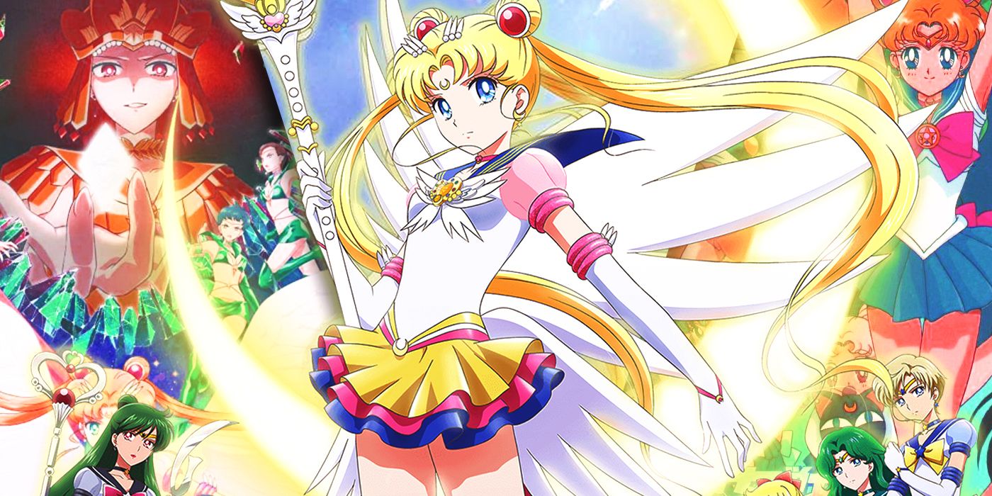 Photo Mashup of Sailor Moon movies: Sailor Moon Cosmos, Eternal, and R