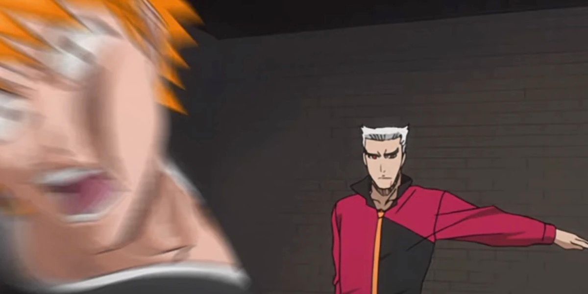 Ichigo gets smacked in the face by Jin Kariya in Bleach