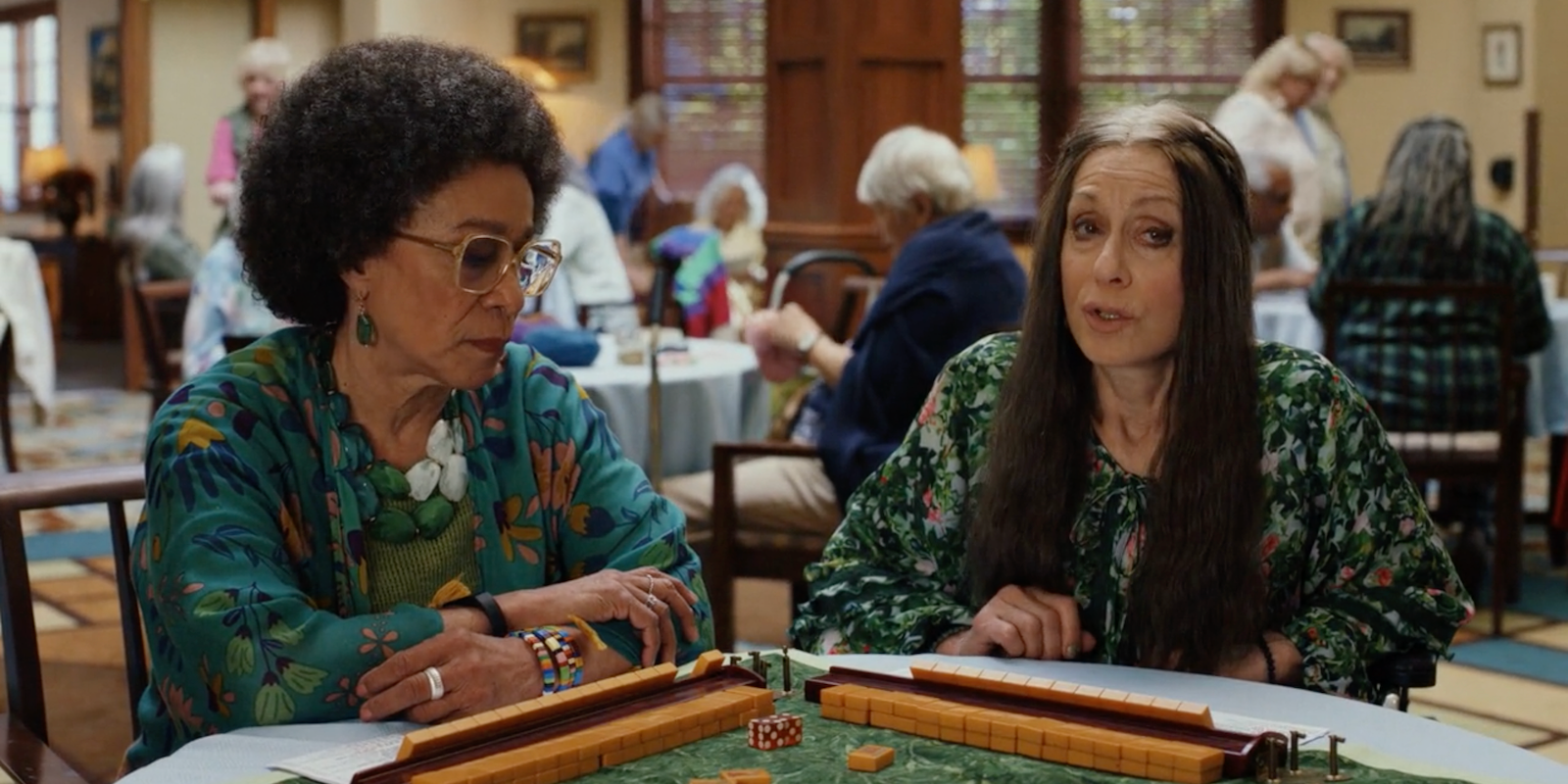 Judith Light and S. Epatha Merkerson playing mahjong in Poker Face