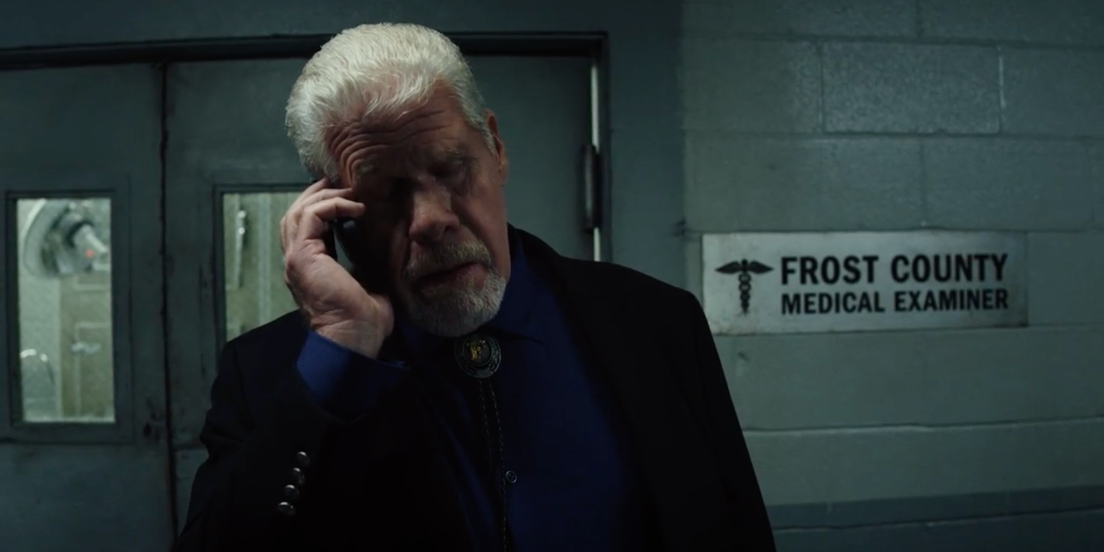 Ron Perlman on the Phone in Poker Face