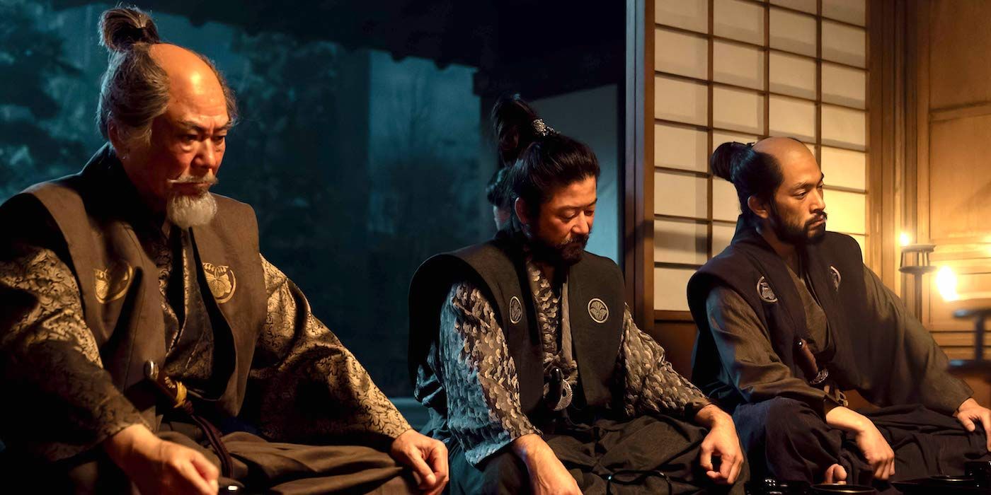 Shogun's Buntaro, Hiromatsu and Yabushige listen to Toranaga