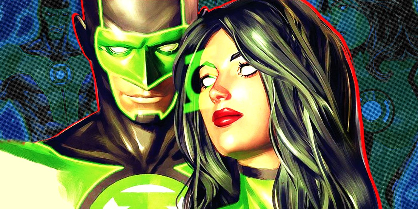 Image of Simon Baz and Jessica Cruz in front of cover images of the Green Lanterns series.