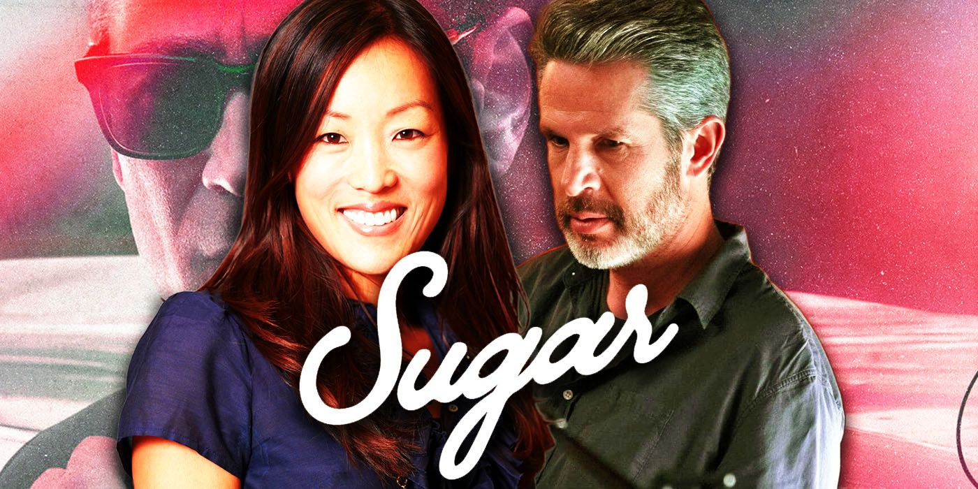 Producers Audrey Chon and Simon Kinberg behind logo for Apple TV's Sugar