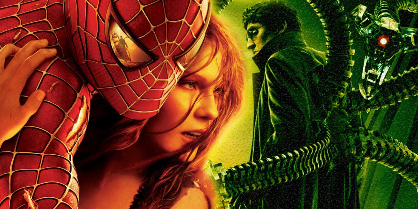 Spider-Man holds MJ as Doc Ock uses his tentacles in Spider-Man 2
