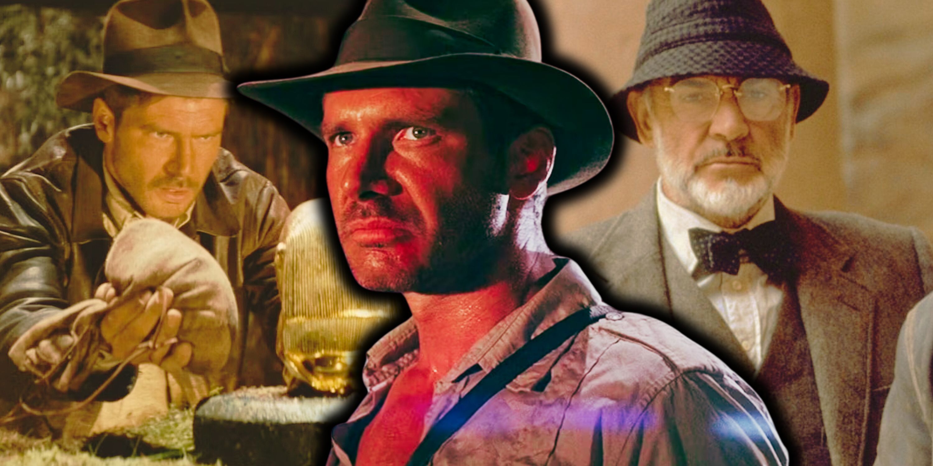 Composite image Indiana Jones with idol, Henry Jones Sr