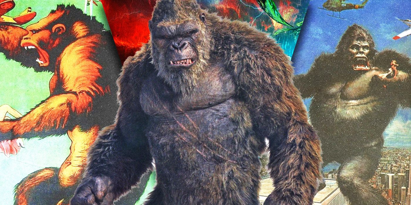 Split Images of 1933, 1976, and Monsterverse King Kong