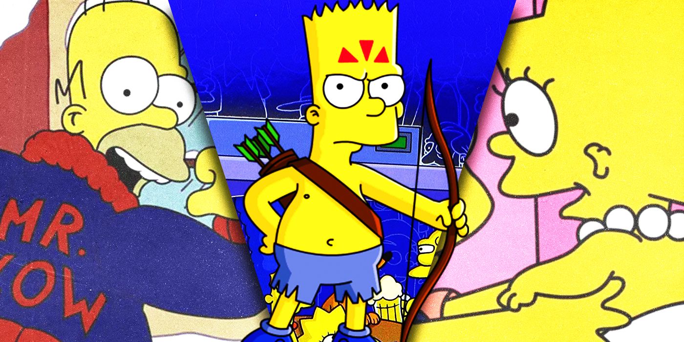 Split Images of f Mr. Plow Homer, Bart from Kamp Krusty and Baby Lisa
