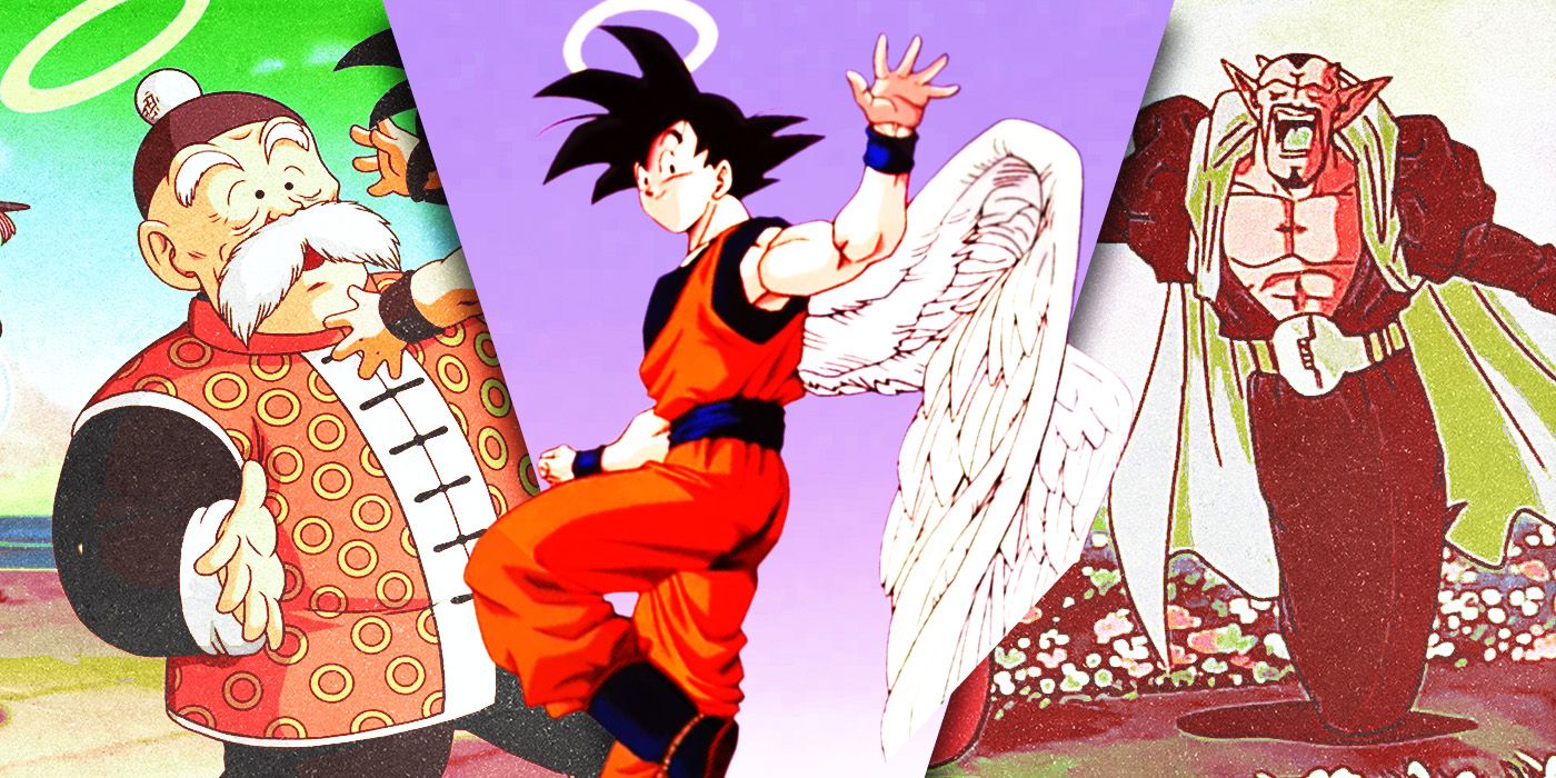 Split Images of Grandpa Gohan, Goku, and Dabura