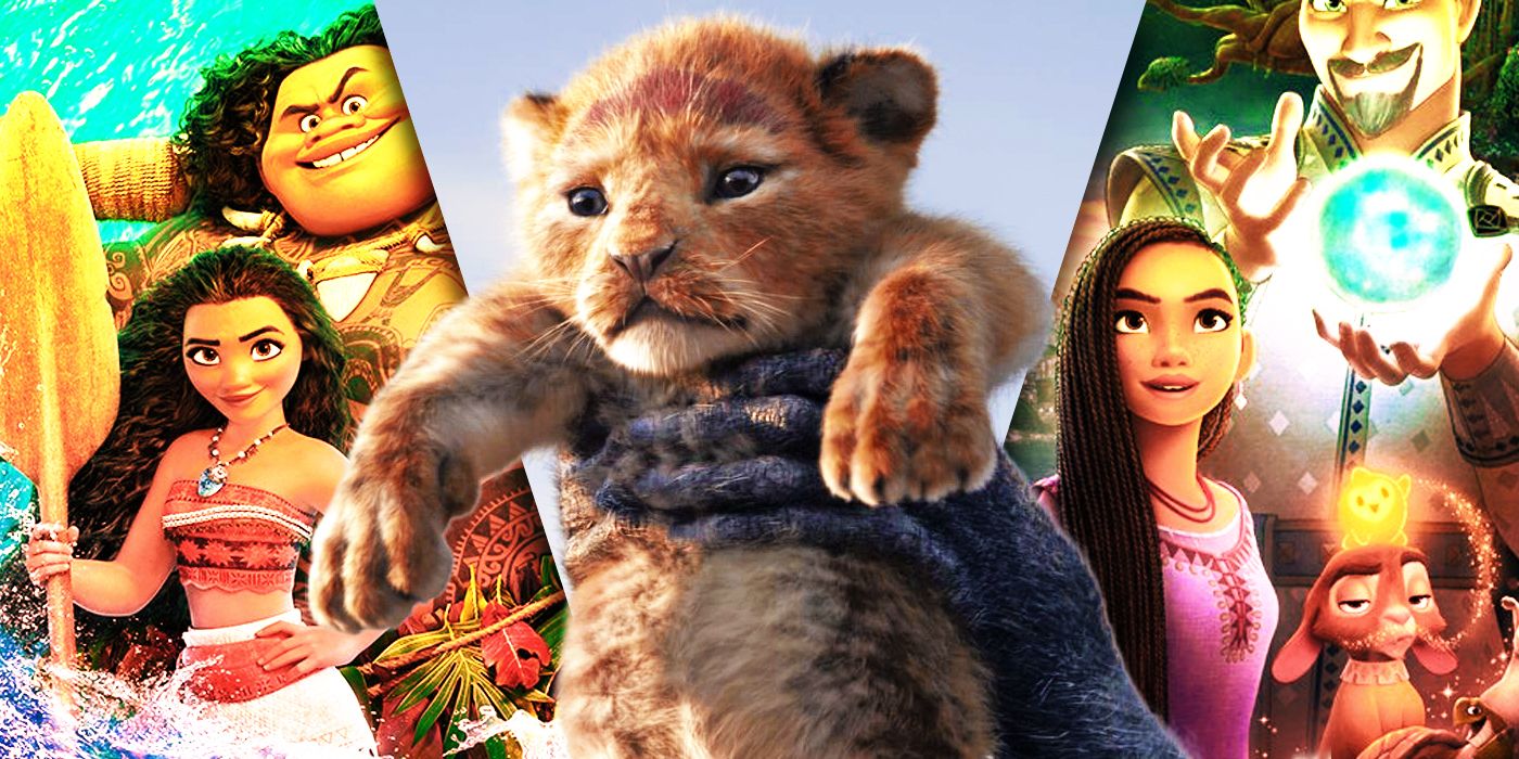 Split Images of Moana, Lion King, and Wish