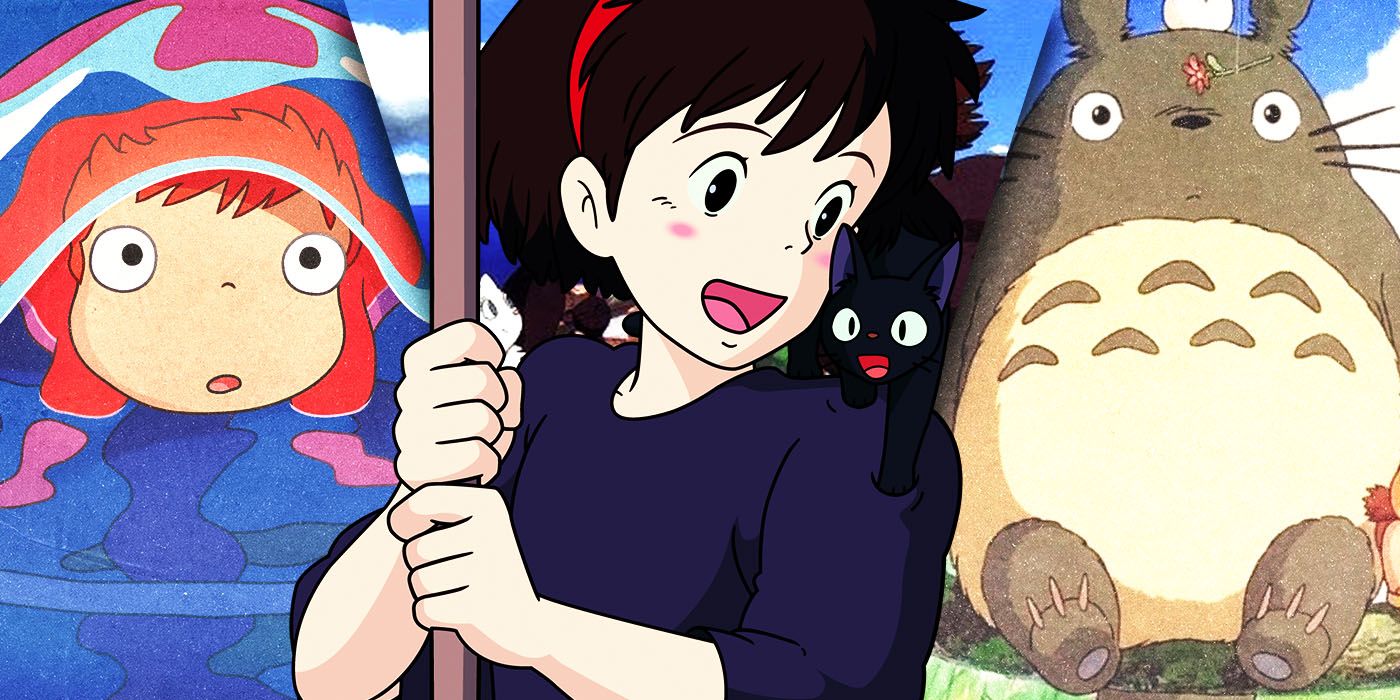 Split Images of Ponyo, My Neighbor Totoro, and Kiki's Delivery Service