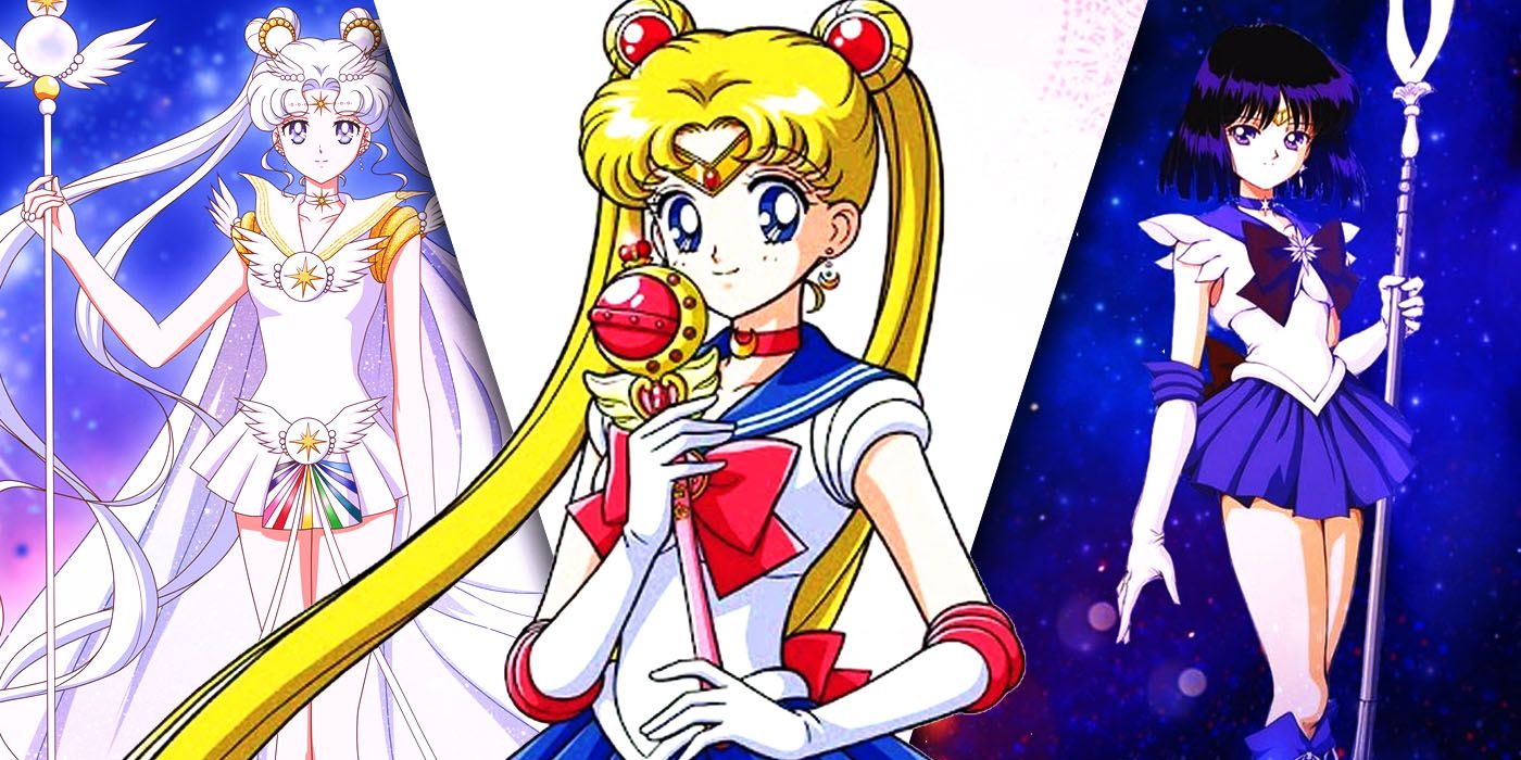 Split Images of Sailor Cosmos, Moon, and Saturn