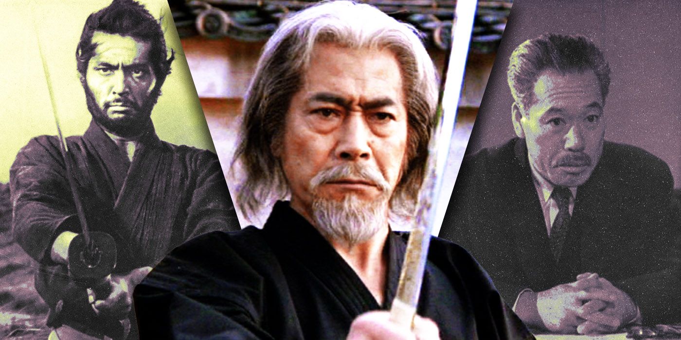 Split Images of Takashi Shimura, Toshiro Mifune, and Tatsuya Nakadai