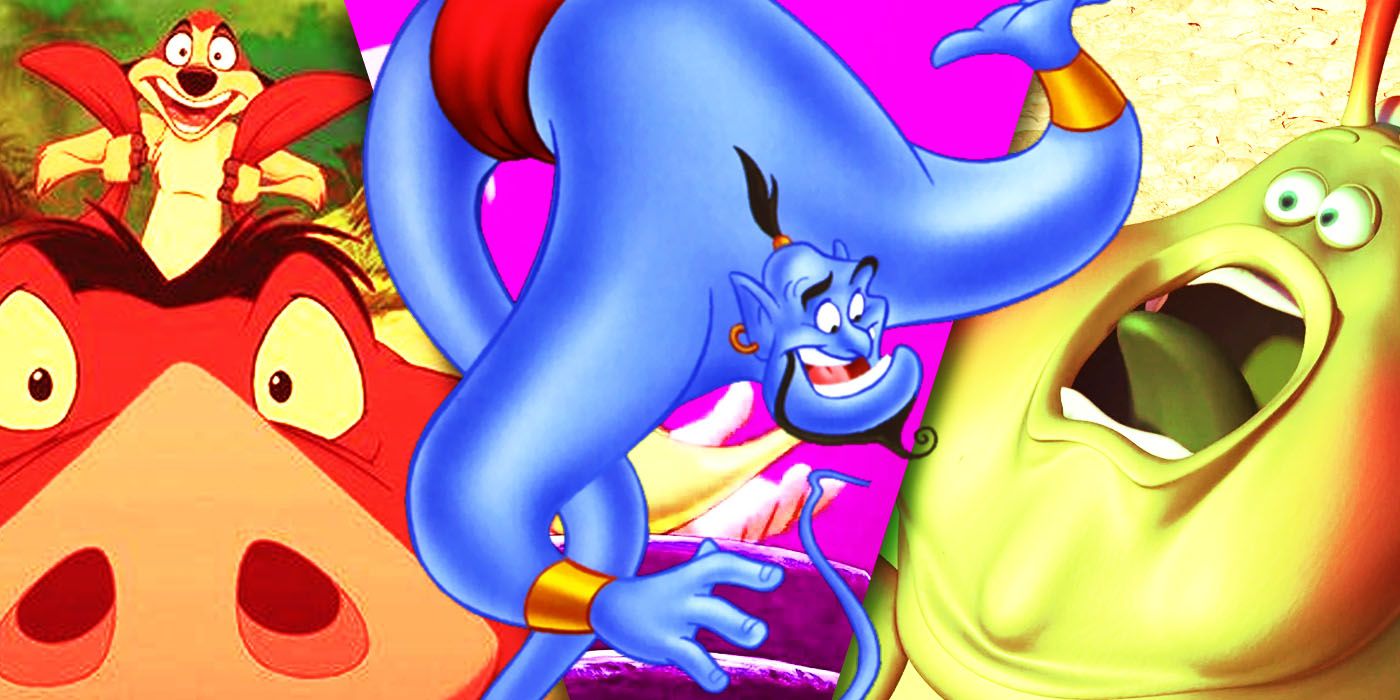 Split Images of Timon, Pumbaa, Genie, and Heimlich