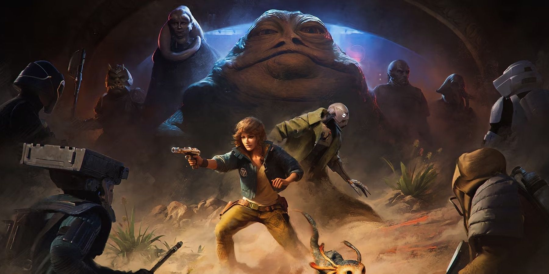 Concept art of Star Wars Outlaws video game featuring Jabba the Hutt.