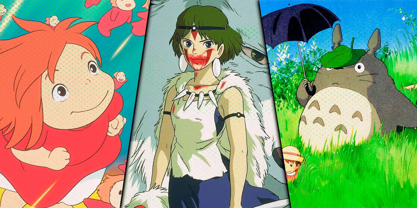 Studio Ghibli characters San, Ponyo and Totoro