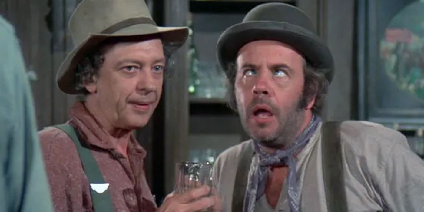 The Apple Dumpling Gang Don Knotts and Tim Conway at saloon drinking