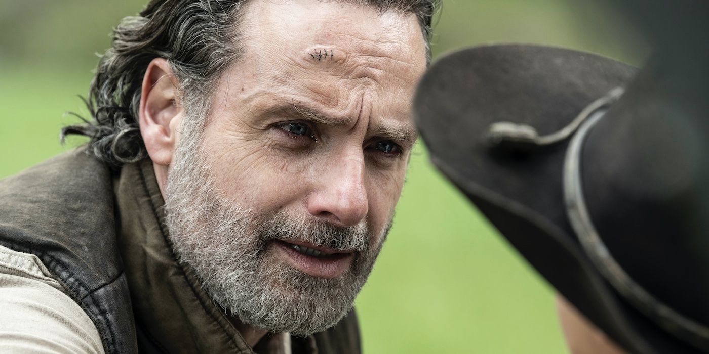 Andrew Lincoln as Rick Grimes reunites with his children on The Walking Dead: The Ones Who Live