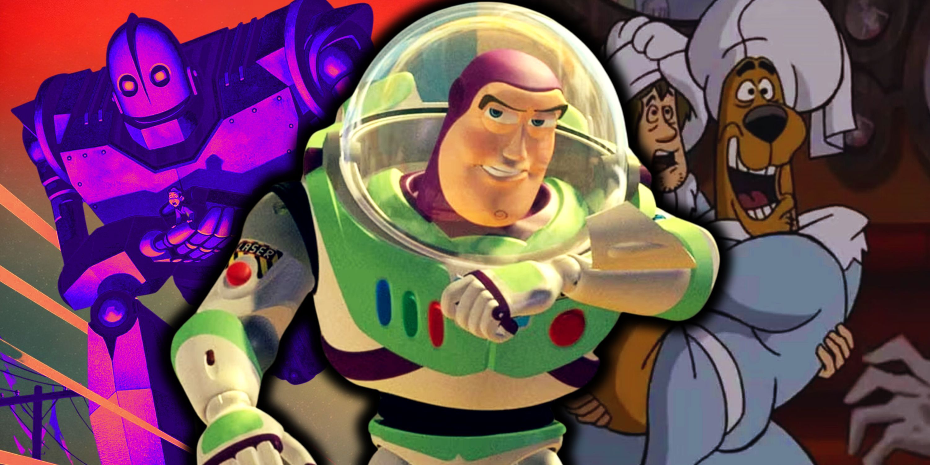 Composite image The Iron Giant, Buzz Lightyear, Scooby-Doo and Shaggy Rogers