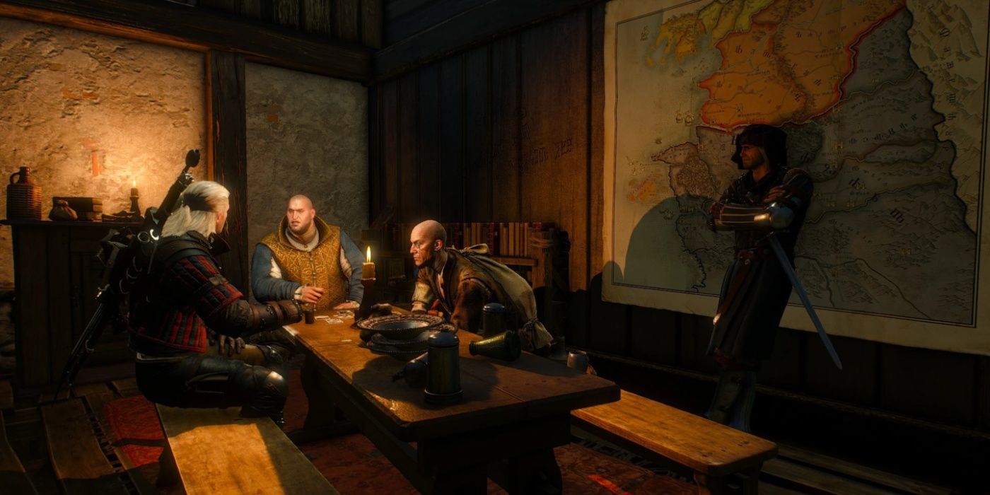 Geralt se encontra com Dijkstra e outros conspiradores sobre sua conspiração para assassinar o rei Radovid.