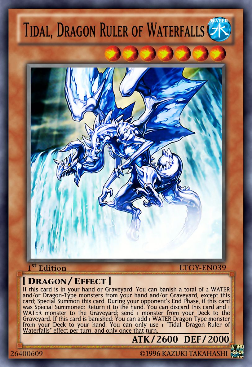 Monstro de efeito YuGiOh, Tidal, Dragão Governante das Cachoeiras.