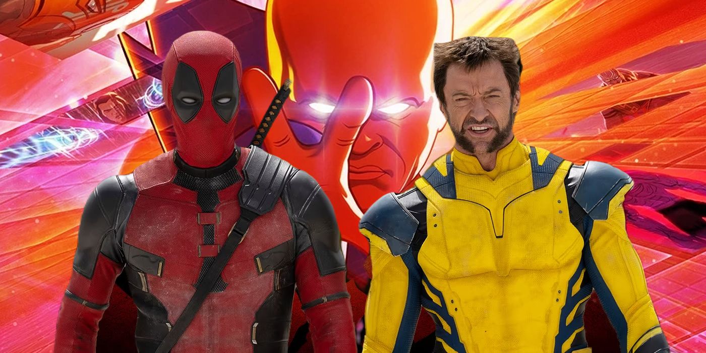 Deadpool and Wolverine in front of Uatu the Watcher