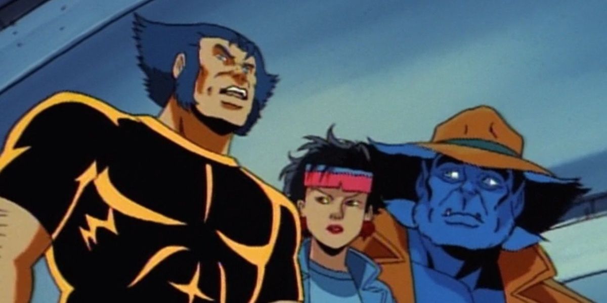 Jubilee and Beast look at Wolverine in "Savage Land, Strange Heart" in X Men The Animated Series