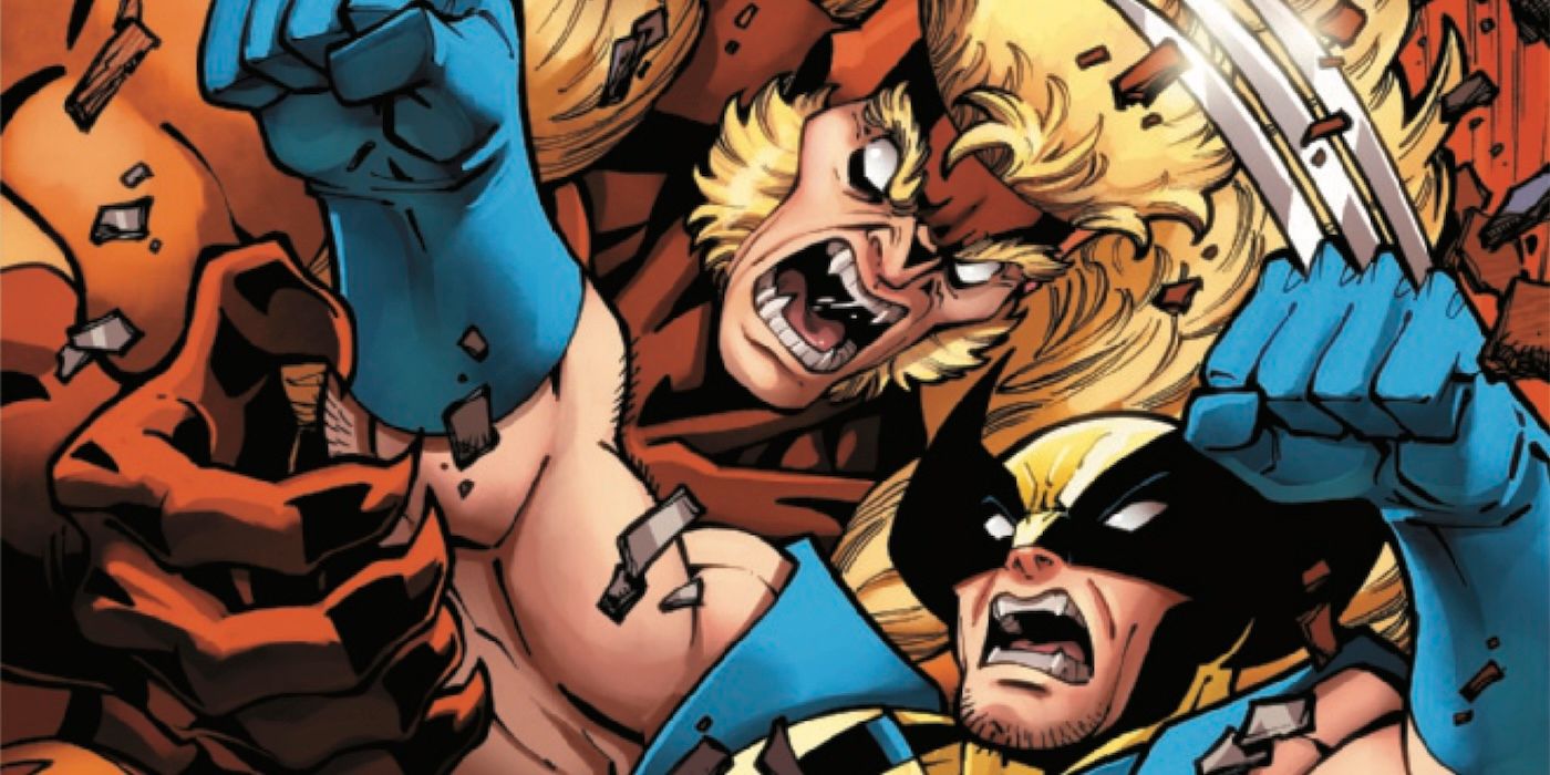 Wolverine and Sabretooth engage in close combat on the cover of Marvel Comics' X-Men '97 #2