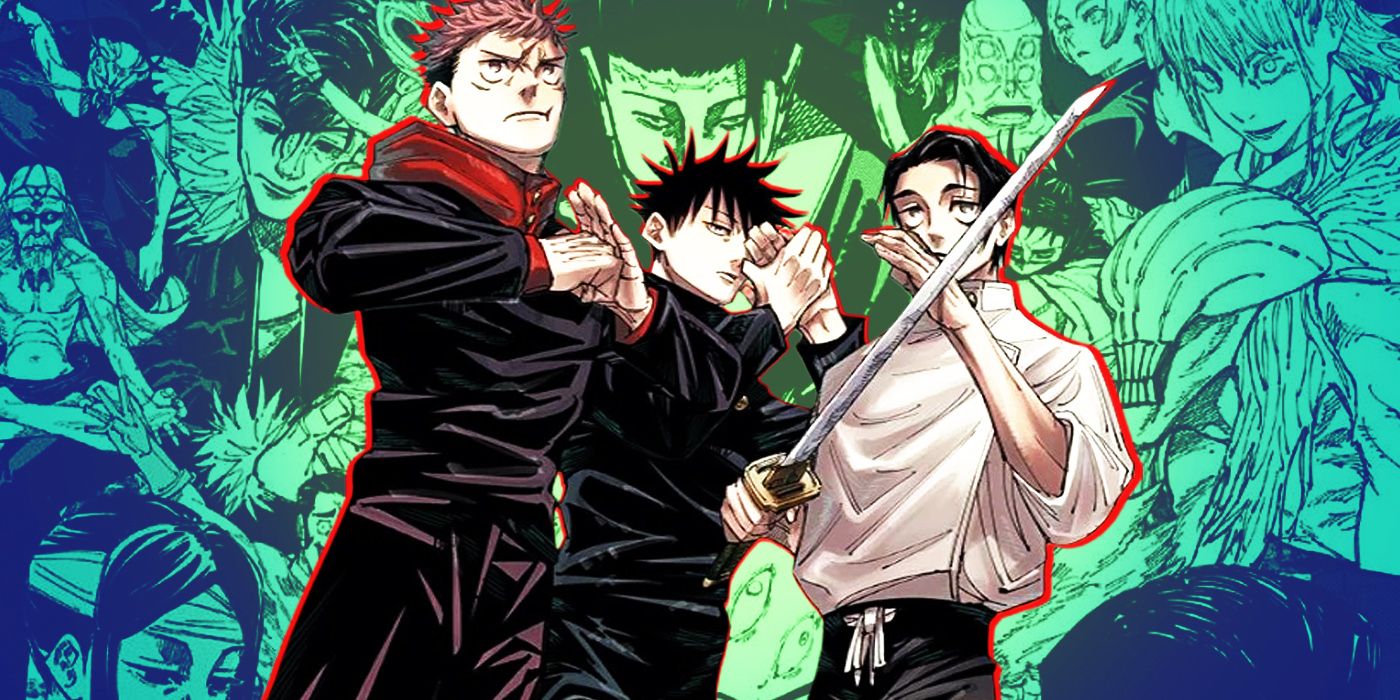 Jujutsu Kaisen's Yuji, Fushiguro, and Yuta in a manga panel from the Culling Game Arc.
