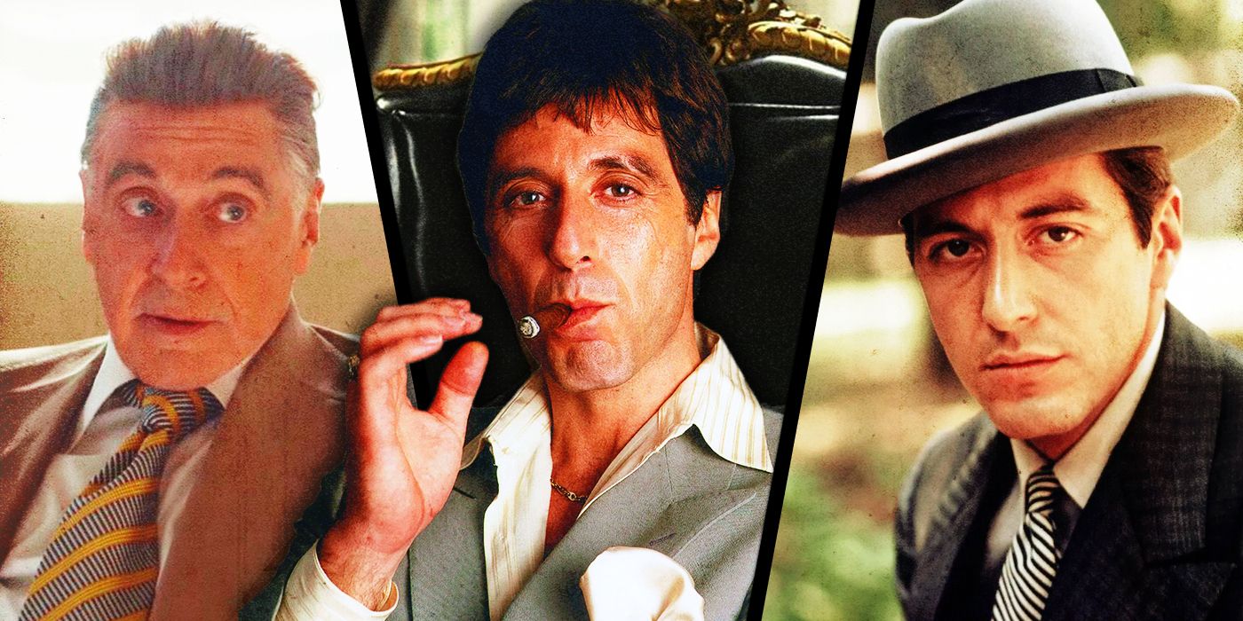Al Pacino in The Irishman, Scarface and The Godfather