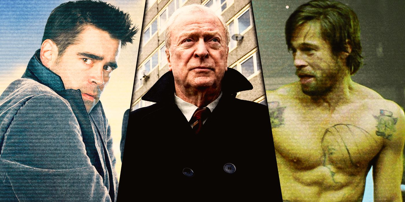 Collin Farrell in In Bruges, Michael Caine in Harry Brown and Brad Pitt in Snatch