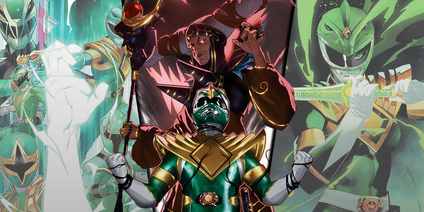 Split image of Power Ranger comic covers featuring the Green Ranger and Rita Repulsa