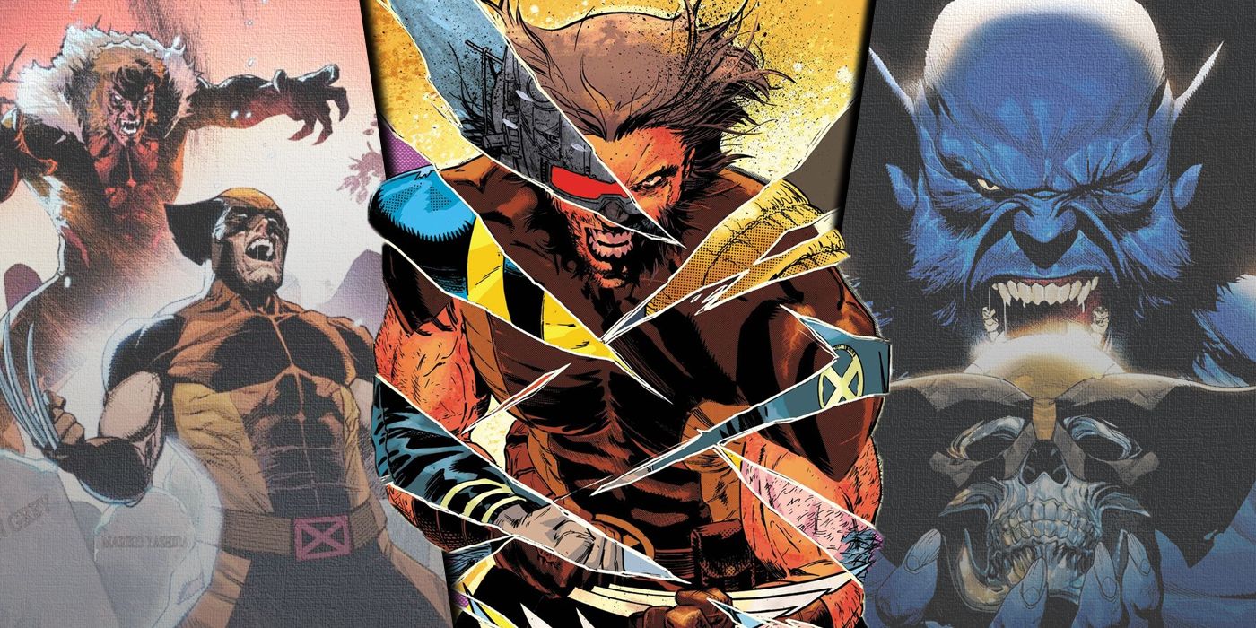 Split image of Wolverine vs. Sabretooth, X Lives of Wolverine, and Beast vs. Wolverine from Marvel Comics