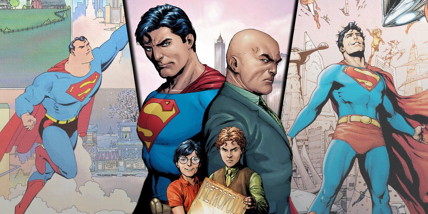 Split image of Superman For All Seasons, Superman Secret Origins, and Superman: World of New Krypton comic covers