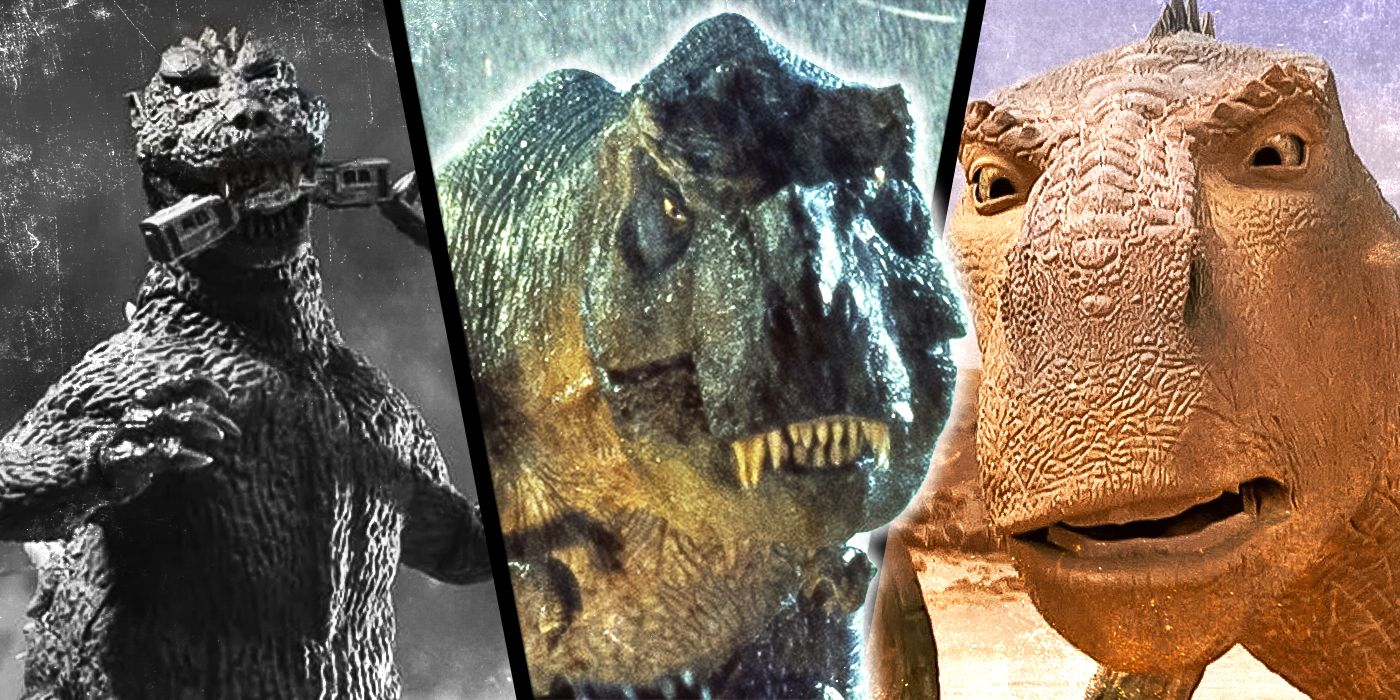 Images from Godzilla, Jurassic Park and Disney's Dinosaur