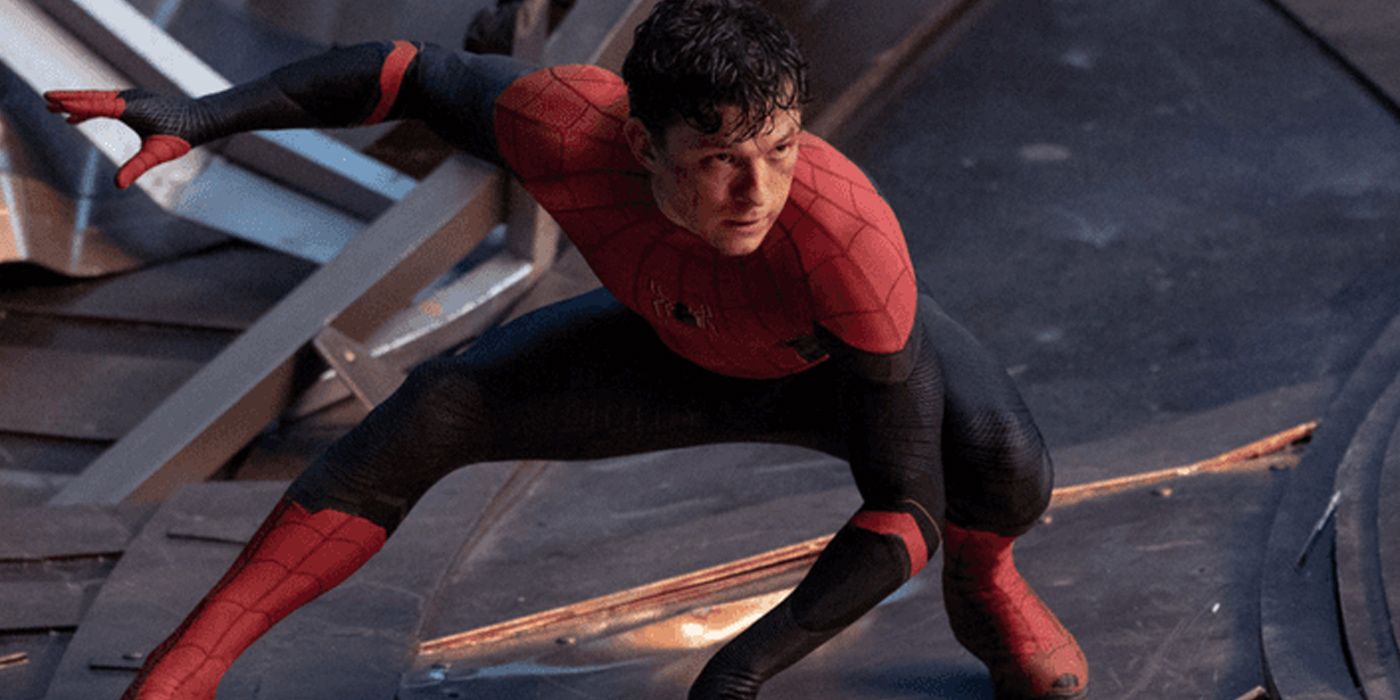 An angry Peter Parker (Tom Holland) faces the Green Goblin in Spider-Man No Way Home