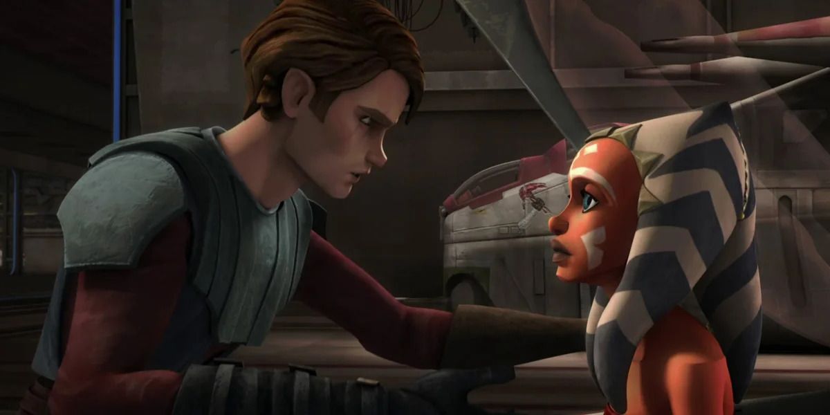 Anakin giving Ahsoka a pep talk in The Clone Wars