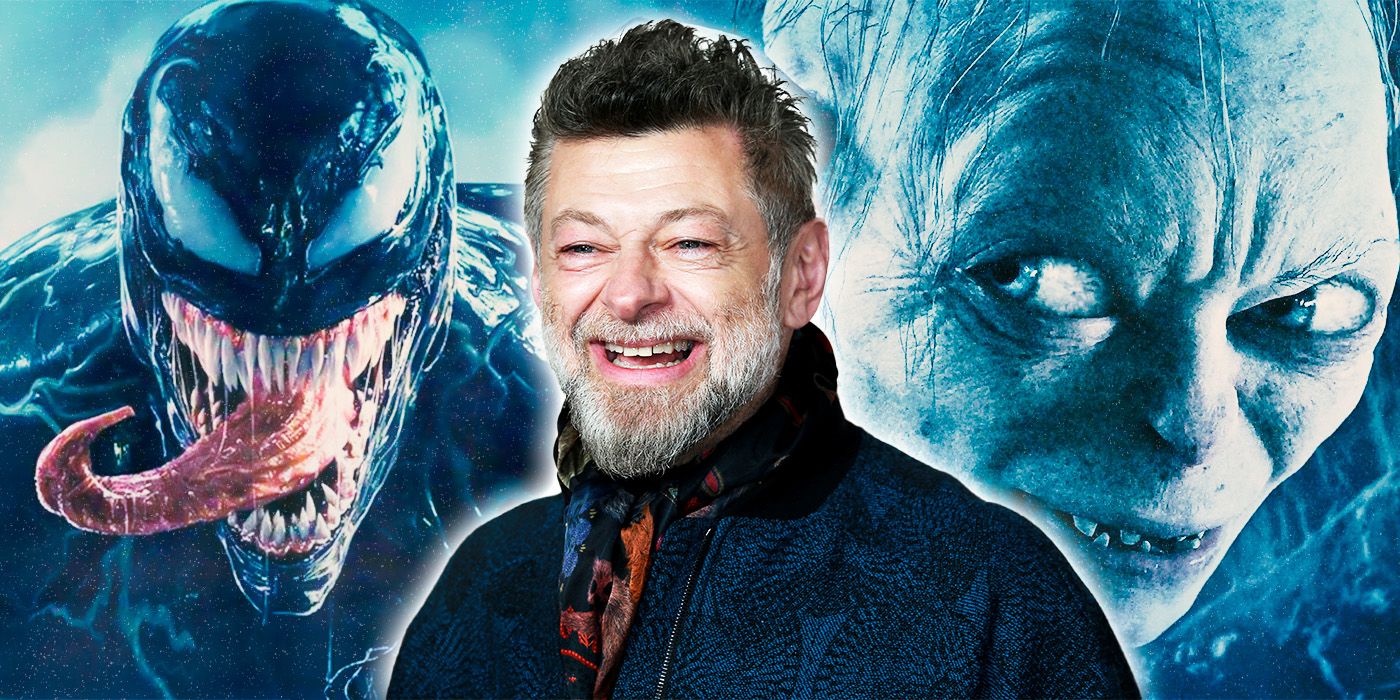 Andy Serkis and on the background Gollum and Venom