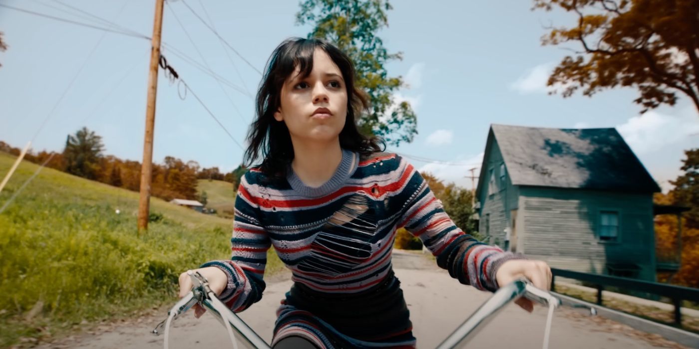 Astrid Deetz riding her bike in Beetlejuice Beetlejuice.