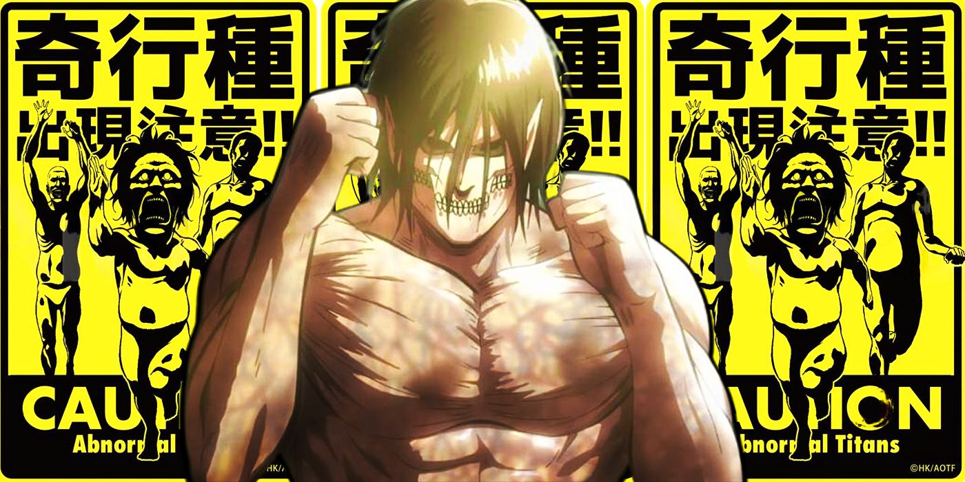 A Titan from Attack on Titan in front of the 