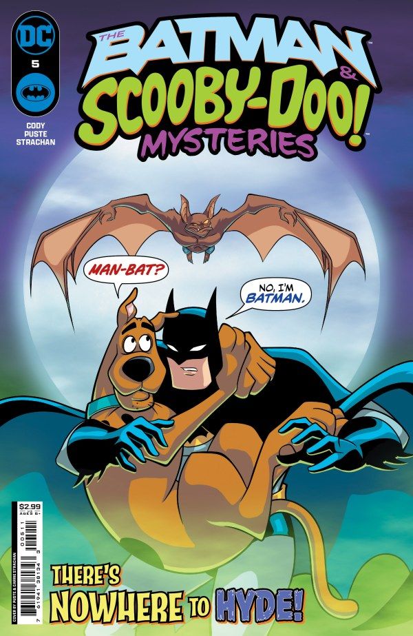 Batman & Scooby-Doo Mysteries #5 Cover showing Scooby in Batman's arms while Man-Bat flies over them from behind