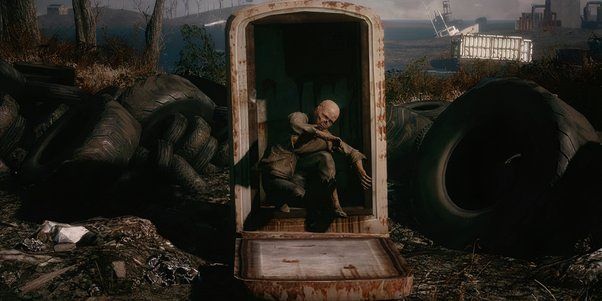 Billy saindo de uma geladeira em Fallout 4