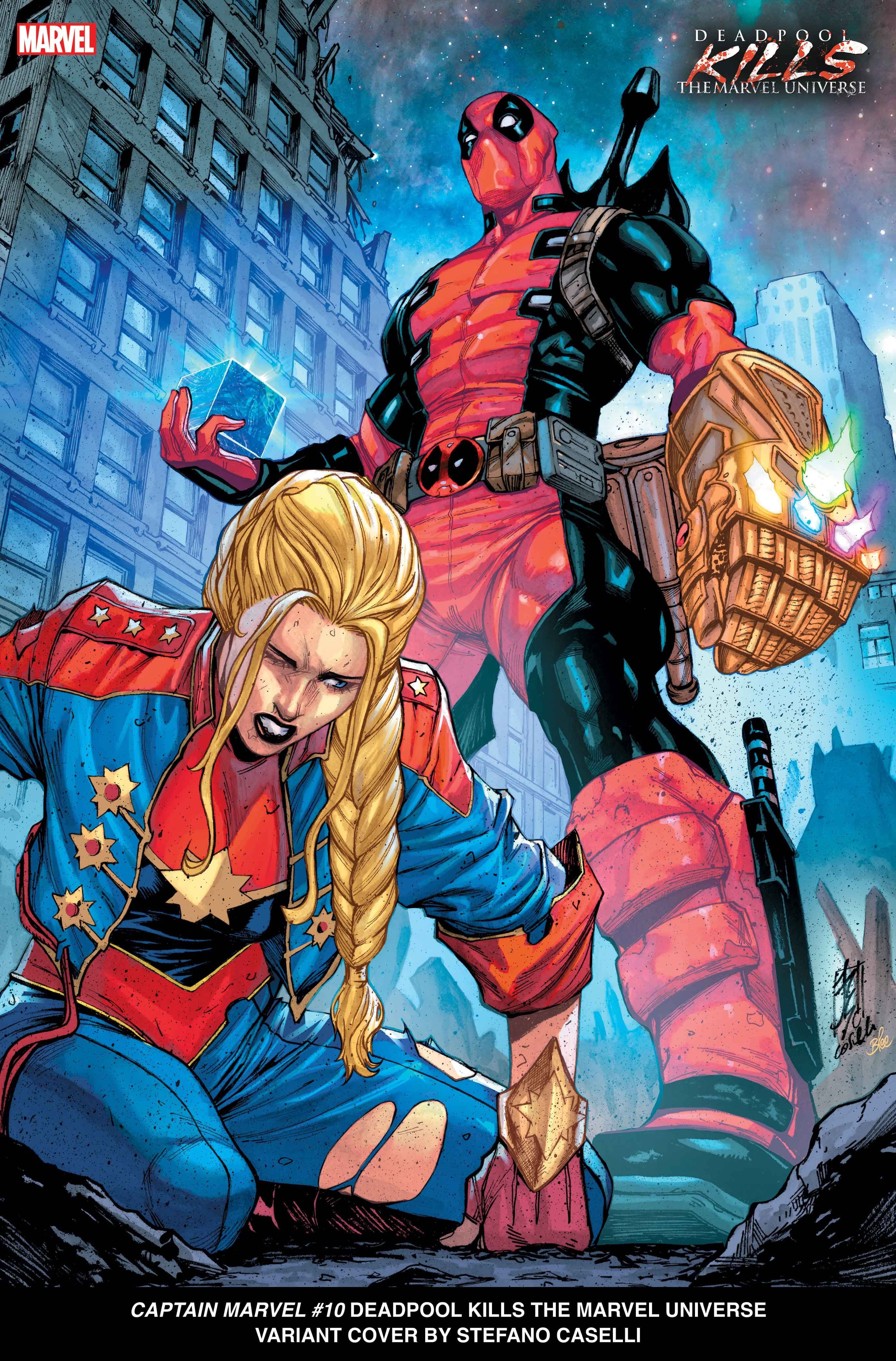 CAPTAIN MARVEL #10 Deadpool Kills the Marvel Universe Variant Cover by Stefano Caselli