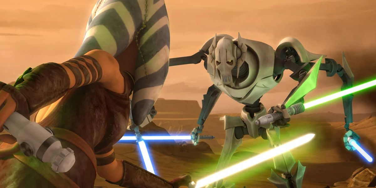 Ahsoka fights General Grievous in The Clone Wars